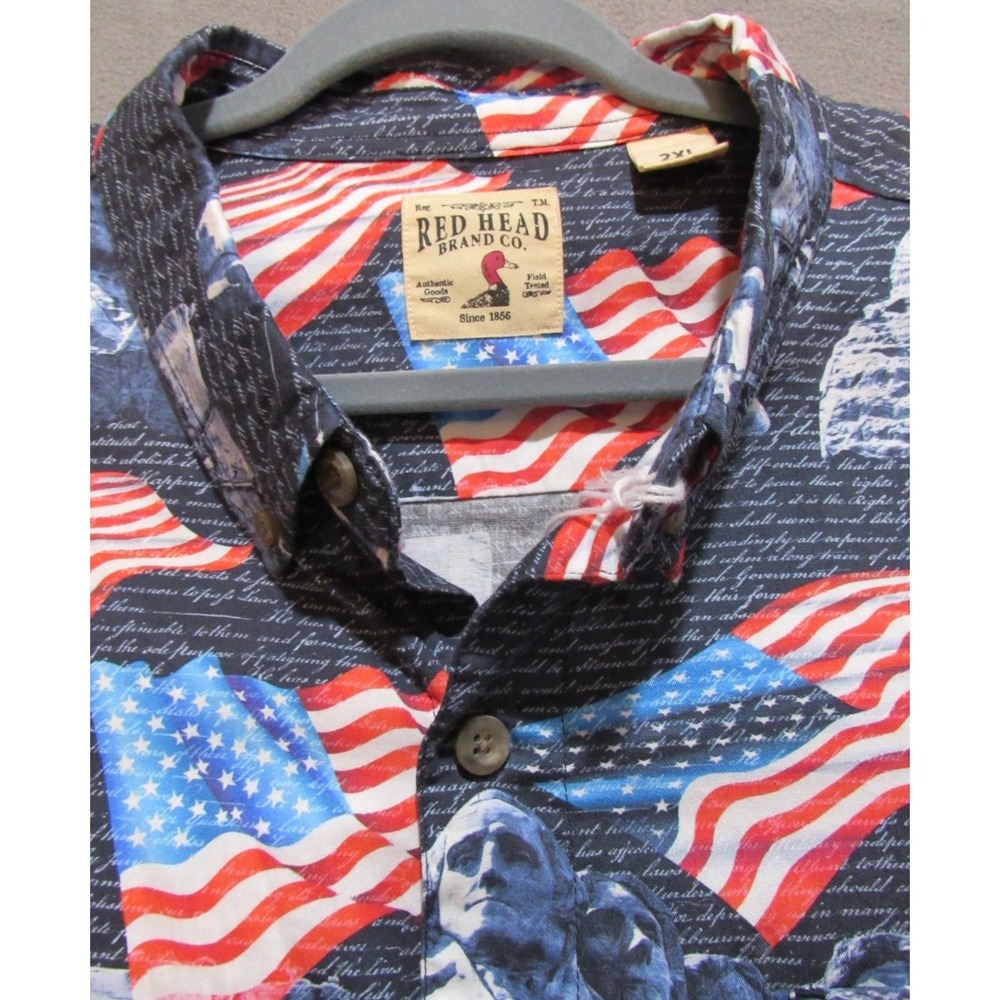 Red Head Mens Patriotic American Flag Mount Rushmore Liberty Shirt 2XL Navy Blue - Picture 9 of 11